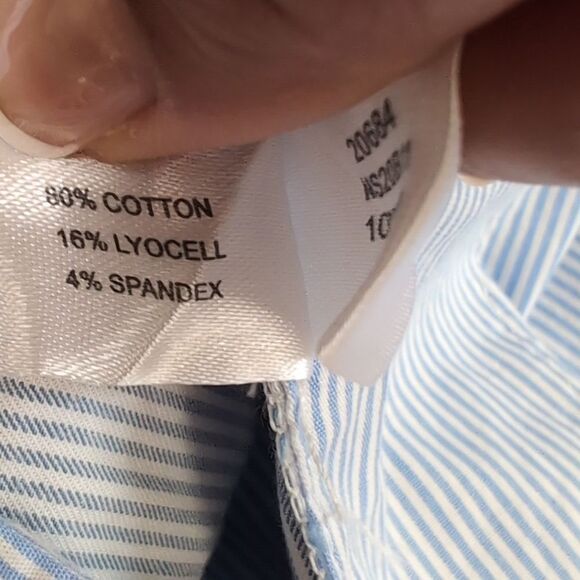 Peter Millar Summer Pinstripe Shorts Flat Front Sz 36 Blue & White Stripe Preppy - Picture 7 of 10